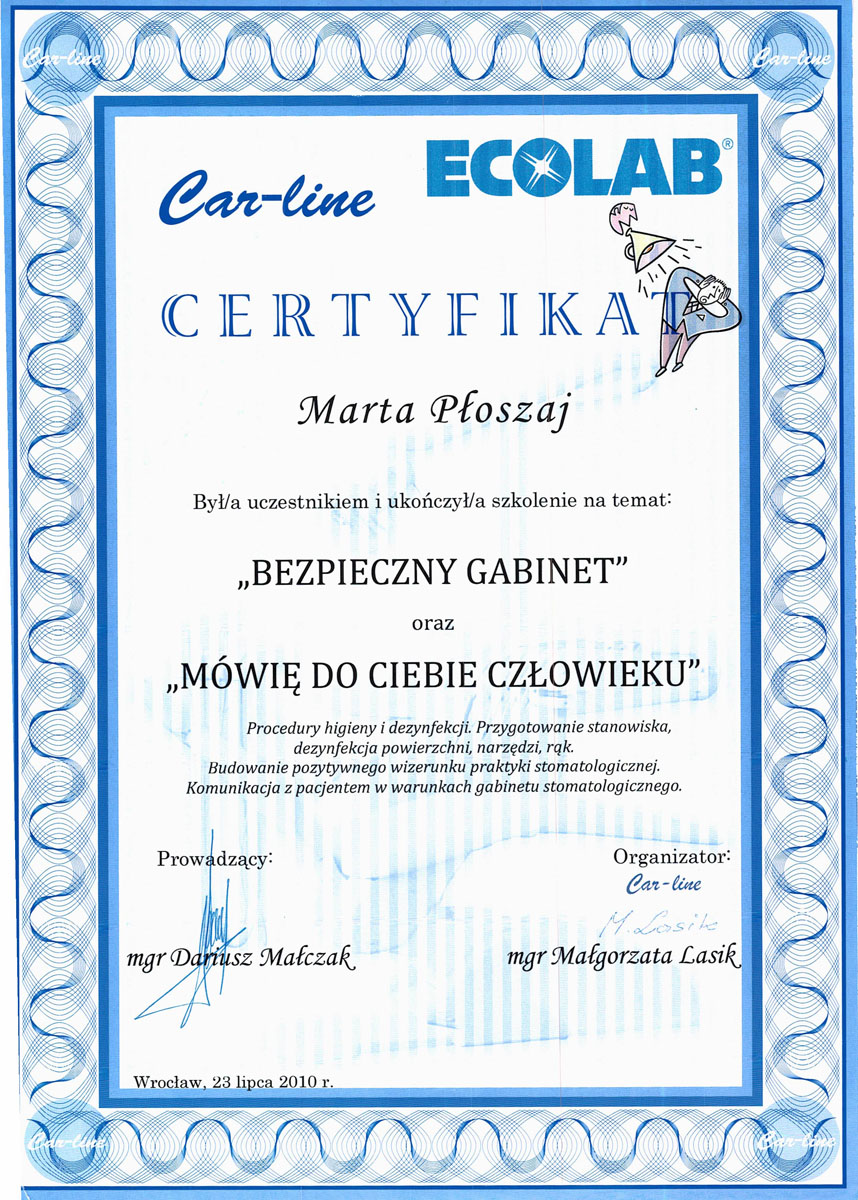 Certyfikat Marta Kwiatek